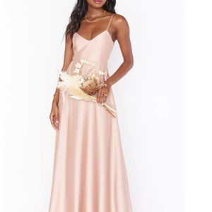NWT- Faith Maxi Dress- Rose Gold Luxe Satin